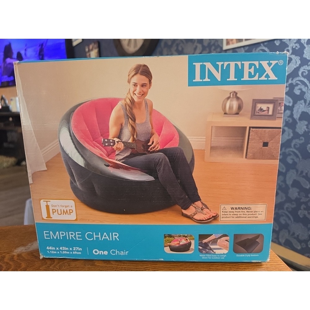 Intex Empire Chair Inflatable Lounge Seat –  Pink - Indoor Use – 44x43x27 – New
